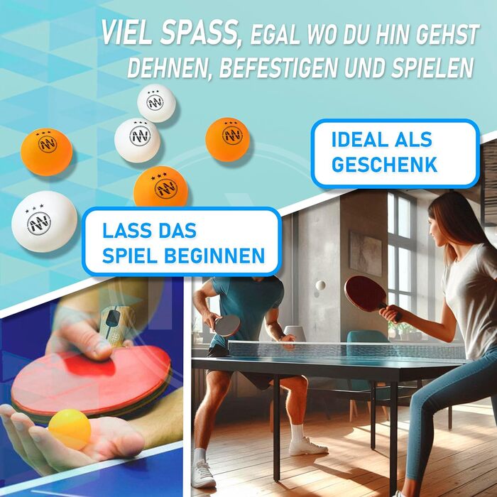 Набір для настільного тенісу NIRBUN з висувним сіткою, професійні ракетки, тенісні м'ячі 3 зірки, регульована сітка для будь-якого столу, портативний набір для 2 гравців