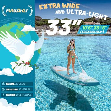 Надувний SUP-борд FunWater 10' & 11' з аксесуарами для дорослих, будь-якого рівня підготовки
