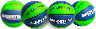 Баскетбольний м'яч SportVida, розмір 7 - для гри в залі та на вулиці, з преміум-шкіри PU - антиковзкий вуличний м'яч для бетону та залу - офіційний розмір змагань (75-78 см) (зелений та синій)