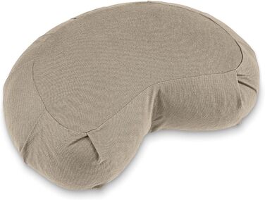 Подушка для медитації Lotuscrafts Zafu напівмісяць, 15 см, з дінковою начинкою, бавовна органічна, сертифікат GOTS, світло-бежева