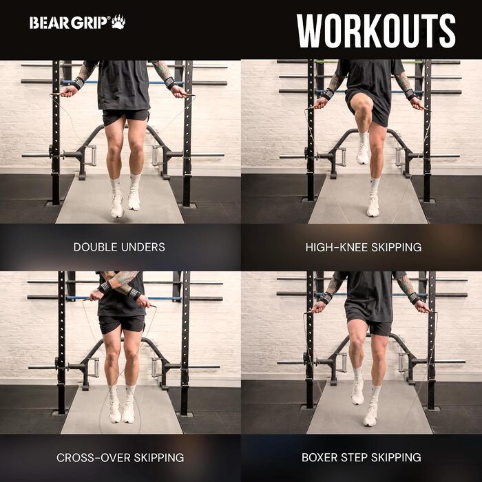 Спортивний стрибкун BEAR GRIP Elite Speed — швидкісна скакалка з антиковзаючими ручками для кросфіту, MMA, боксу та HIIT тренувань, регульована, червона