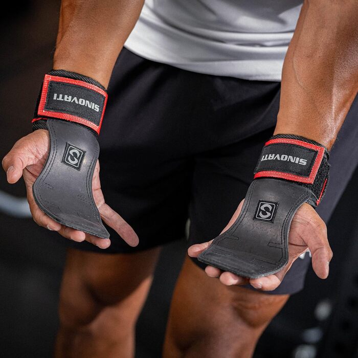 Стрічки для підтягування SINOVATI для силових тренувань: фітнес, кросфіт, бодібілдинг. З підкладкою для зап'ястя 7 мм, червоні