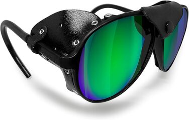 BERTONI Поляризовані окуляри для гір, льодовиків та спорту ALPS, чорні, дзеркальні зелені лінзи, Італія