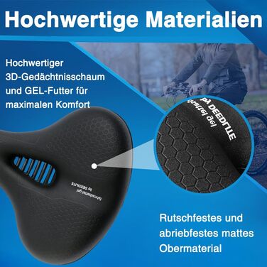 Велосипедне сідло Cloud Comfort Pro Max - Комфортне катання без болю. М'яке сідло з піною Memory, червоною смугою, для міських велосипедів, гірських велосипедів, універсальне, преміум-якість.