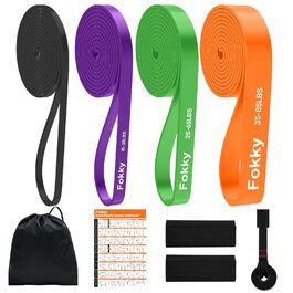 Резинки для фітнесу Fokky Resistance Bands Set 4-х рівнів, з анкером для дверей та захисними накладками для силових тренувань, розбудови м'язів та загальної фізичної підготовки