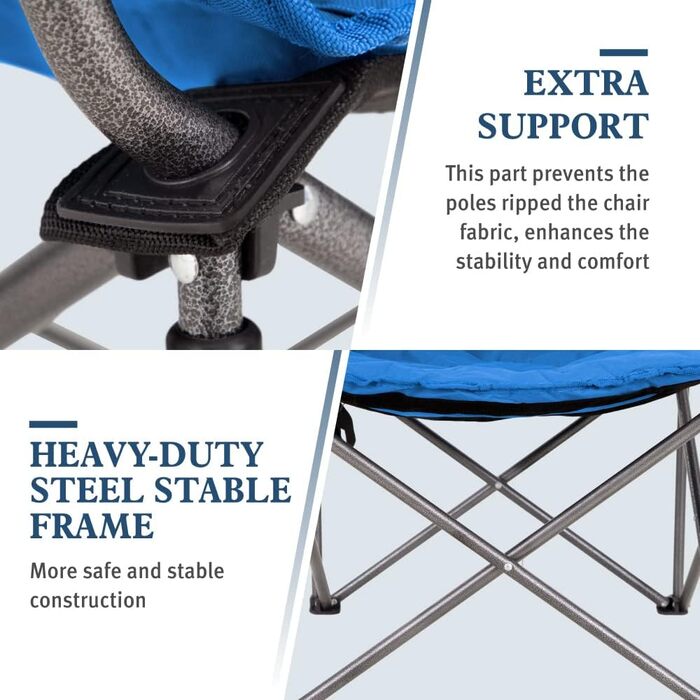 Крісло для кемпінгу High Point Sports Moon Chair XXL, розкладне, блакитне, до 150 кг