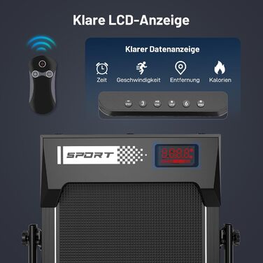 Електричний біговий тренажер LIKESPORTING з нахилом, складаний, до 12 км/год, 1400W, LCD-дисплей, чорний