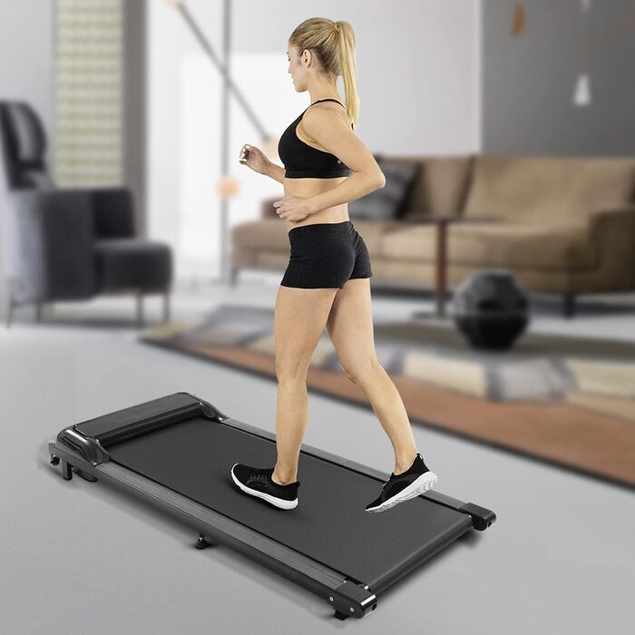 Доріжка Walking Pad для ходьби під стіл, компактна бігова доріжка для дому та офісу з LCD-дисплеєм і пультом, чорна