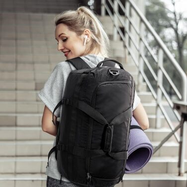 Велика спортивна сумка G4Free 45 л з відділенням для взуття і вологих речей, для чоловіків і жінок, тренувальна, для школи, спорту, фітнесу та подорожей, чорна