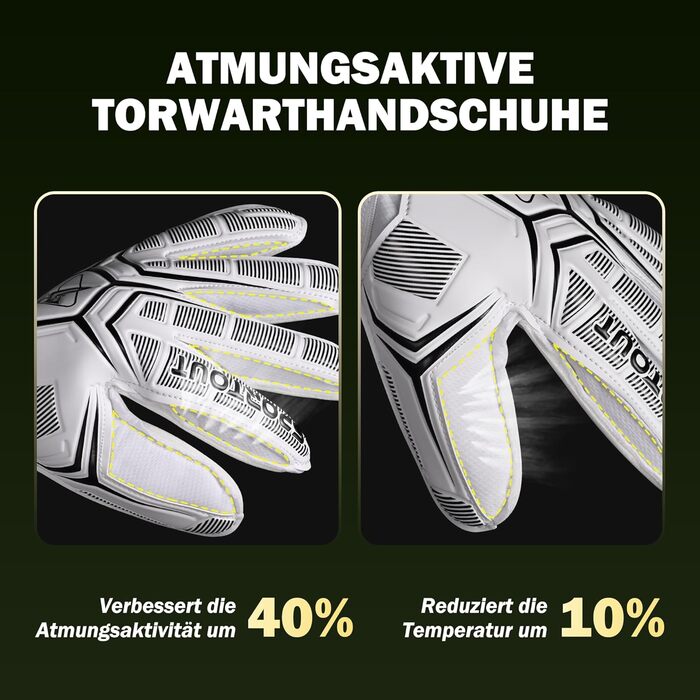 Воротарські рукавиці Sportout Fingersave дитячі та дорослі, для футболу з захистом пальців (білі, розмір 7)
