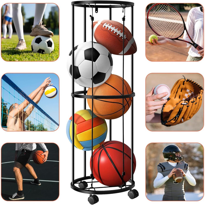 Стенд для м'ячів: баскетбольний, футбольний, волейбольний (2 яруси)