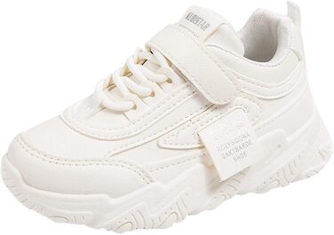 Дитячі кросівки для хлопчиків та дівчаток, унісекс, з клямками, сітка, дихаючі, спортивні, зала, легкі, фітнес, антиковзаючі, модні, для бігу, повсякденні (37 EU, білий)