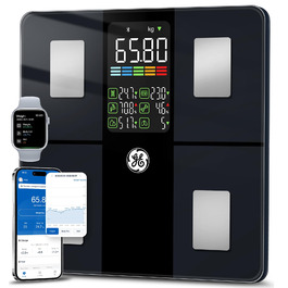 Розумні ваги GE для тіла: аналізатор складу тіла (жир, м'язи, BMI), Bluetooth, 180 кг, великий дисплей