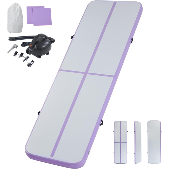 Надувна гімнастична мата LSLIFE для дому: 3м, 4м, 5м, 6м, товщина 10см, з електричним насосом. Підходить для гімнастики, йоги, акробатики, тренувань дітей.