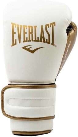 Боксерські рукавички Everlast Powerlock2 14oz біло-золоті – покращена продуктивність і стиль. Ідеальні рукавички для тренувань з боксу.
