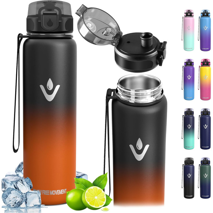 Термопляшка Vikaster 500 мл, нержавіюча сталь, без BPA, для спорту, подорожей та фітнесу, чорно-винна