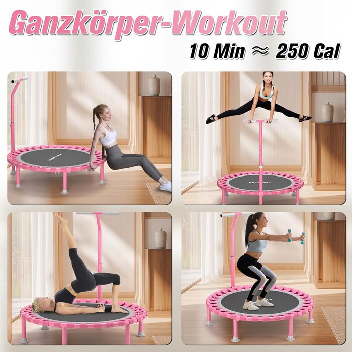 Міні-трамплін складний, 101.6 см, для дорослих та дітей, з регульованою стійкою, Indoor Fitness, до 204 кг, з T-поручнем
