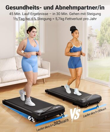 Бігова доріжка під стіл THERUN Walking Pad 2.75HP з пультом та LED-дисплеєм для дому та офісу