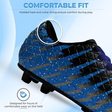 Дитячі футбольні бутси Vizari FG | Бутси для футболу для хлопчиків та дівчаток | Outdoor Soccer Cleats | Біло-чорно-срібні (38 EU)