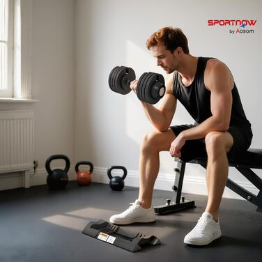 Регульовані гантелі SPORTNOW 3.5-20 кг / 7-24 кг з підставкою, неслизькі ручки, комплект гантелей з пластику для дому та фітнес-залу (24 кг)