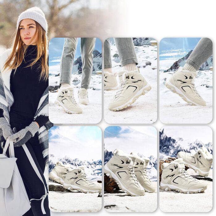 Зимові черевики ASHION для жінок. Теплі, утеплені, для ходьби на снігу та прогулянок. Розміри 36-42, колір бежевий.