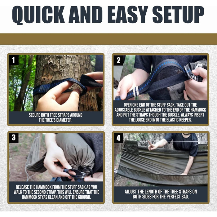 Гамак туристичний Onewind Premium 11' з москітною сіткою та ременями для кріплення, 335x162 см