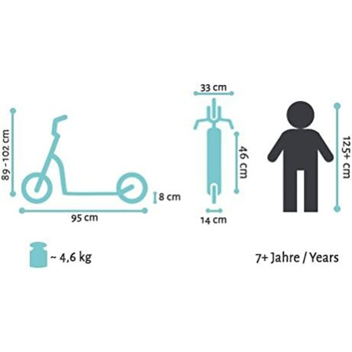 Самокат STAR SCOOTER алюмінієвий для дітей та дорослих, 205 мм колеса, для міста, для хлопчиків і дівчат від 6 років