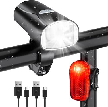 Набір LED-велофари STVZO: передній та задній ліхтар, водонепроникний, USB-зарядка