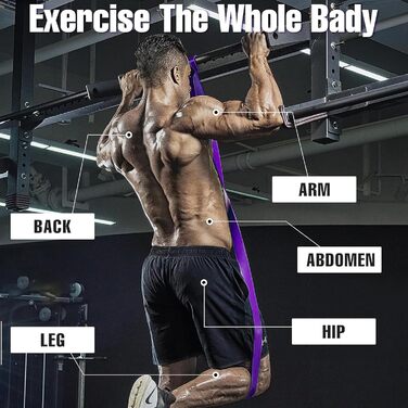 Фітнес гумки WuGU, набір з 4 рівнями опору, еластичні гумки для фітнесу, силових тренувань, йоги та пілатесу (фіолетовий, чорний, червоний, жовтий)