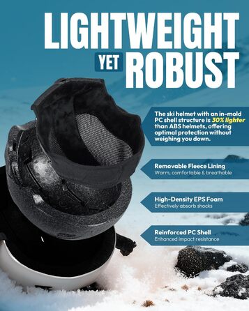 Шолом гірськолижний унісекс, регульований, 12 вентиляційних отворів, знімний внутрішній підкладковий шар та навушники, легкий сноуборд шолом для зимових видів спорту (сріблястий, L: 59-61 см)