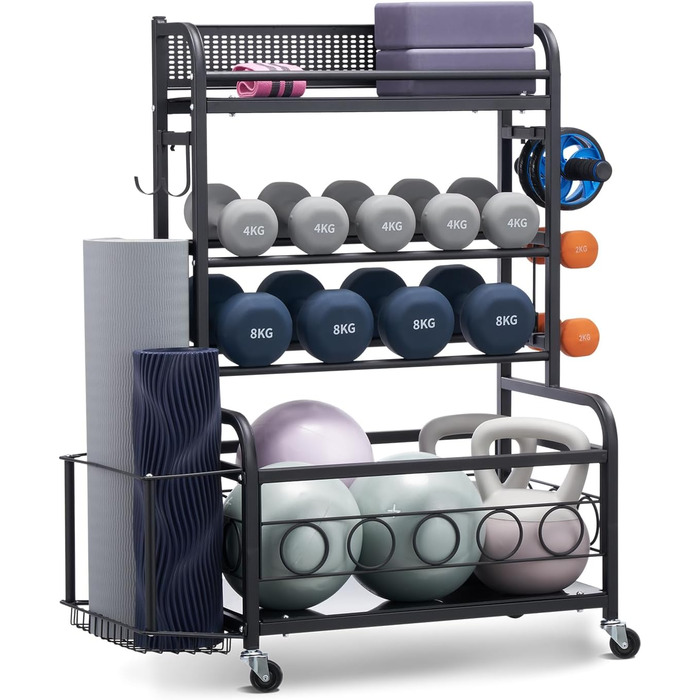 Стойка для йоги та гантелей VEVOR з колесами та гачками, 86 x 41 x 102 см - для дому та фітнесу