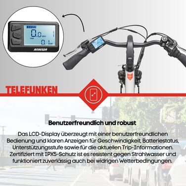 Електровелосипед TELEFUNKEN RC825 28'' для жінок і чоловіків, міський, 250 Вт, 468 Вт·год, 7 швидкостей, запас ходу 100 км, передній мотор, літій-іонний акумулятор, дорожній сертифікат