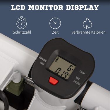 Міні-степпер HOMCOM для дому, протиковзкий up-down степпер з LCD-дисплеєм, домашній тренажер з двома великими педалями, сталь, білий+чорний
