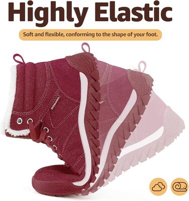 Зимові черевики Mishansha для жінок, теплі, з підкладкою, снігоступи, зимові черевики для активного відпочинку, розмір 36-48 EU (41 EU, теплий темно-червоний)