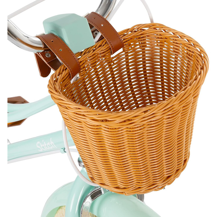 Дитяче велосипед Stitch з кошиком, 50.8 см, з підніжкою, 3-11 років (зелений, 35.6 см зі стабілізаторами)