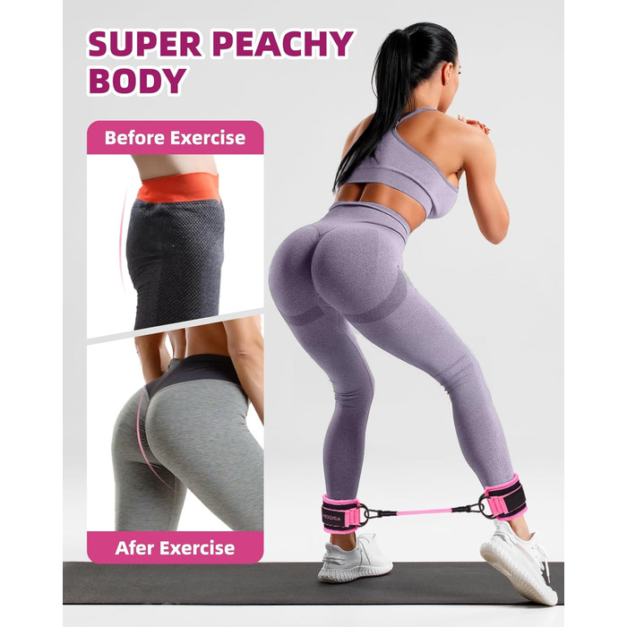 Набір еластичних стрічок для фітнесу: стрічки опору та манжети для тренувань ніг та тіла. Ідеально для йоги, фітнесу вдома та залу. З інструкцією.
