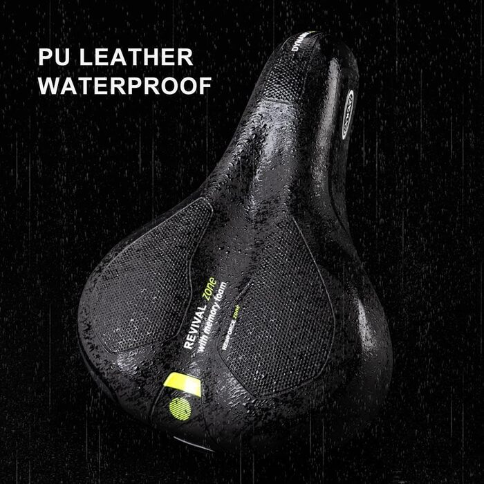 Велосипедне сідло CXWXC з піною пам'яті, ергономічне, водонепроникне, амортизуюче, 26 x 18,5 см, для MTB велосипедів (Чорне)