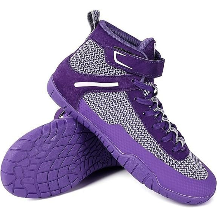 Жіночі борцівські кросівки для боксу з плоскою підошвою (36 EU, Широкі, фіолетові)