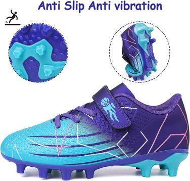 Дитячі футбольні бутси з шипами, професійні, для хлопчиків та дівчаток, спортивне взуття, розмір 38 EU, блакитний/фіолетовий
