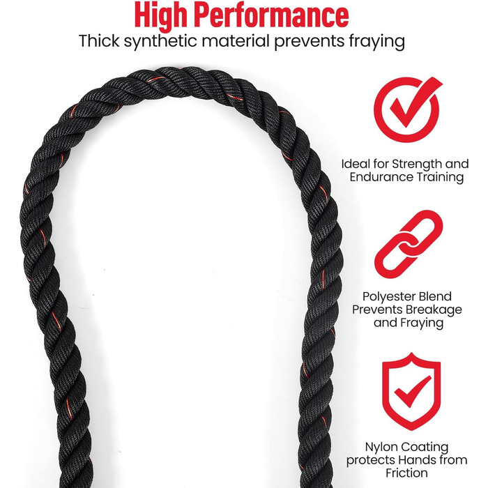 Битва-канат Ultrasport Battle Rope 12м: канат для силової витривалості та м'язового розвитку, функціональне тренування