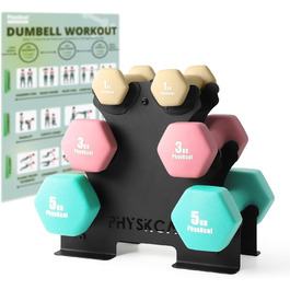 Набір гантелей KurzhanTel для дому та фітнесу, 18 кг (бежевий, рожевий, тіффані)