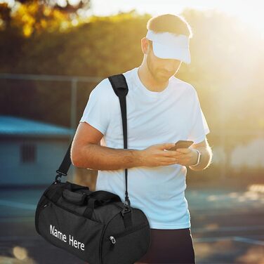 Персоналізована спортивна сумка для подорожей з вишивкою, індивідуальний напис, відділення для взуття та вологих речей (Синя)