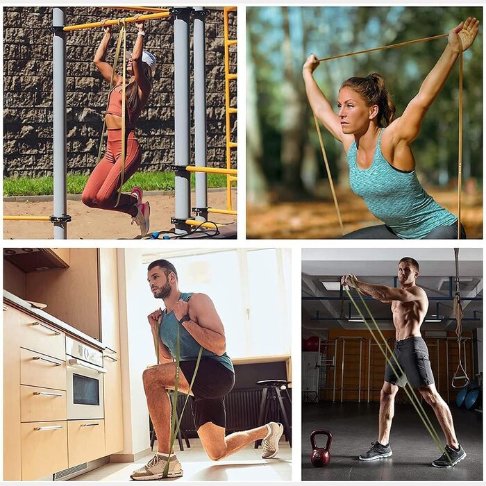 Фітнес-гумки VEICK: набір еластичних стрічок для фітнесу, калістеніки та пілатесу (5 шт. + накладки на ручки)