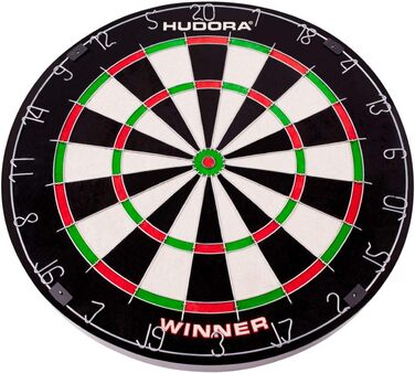 Дартс Hudora Winner з щетинистою мішенню, 6 дротиків з металевим наконечником, модель 77032