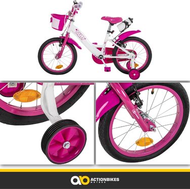 Дитяче велосипед Actionbikes Daisy 12/16 дюймів з V-Brake гальмами | Для дітей 2-9 років | З брудозахисниками | Підходить для дівчаток та хлопчиків