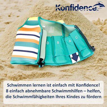 Дитячий жилет для плавання Konfidence Maui Green S (2-3 роки, 15-19 кг) | Безпечний, регульований, CE-сертифікат