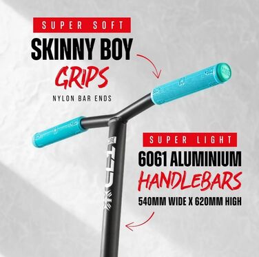Трюковий самокат CORE Stunt Scooter 110mm, ABEC 9, для початківців та профі, 78-96 см, + стікер Fantic26 (Park CL1, бірюзовий)