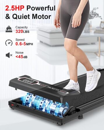 Walking Pad Dskeuzeew 2 в 1 - біговий килимок для дому, електричний, з LED-дисплеєм та пультом керування, чорний