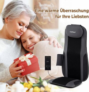 Масажна подушка Shiatsu COSTWAY з 4 роликовими вузлами та 2 вібраційними моторами, 3D масажна килимок, масажер спини з підігрівом для дому та офісу