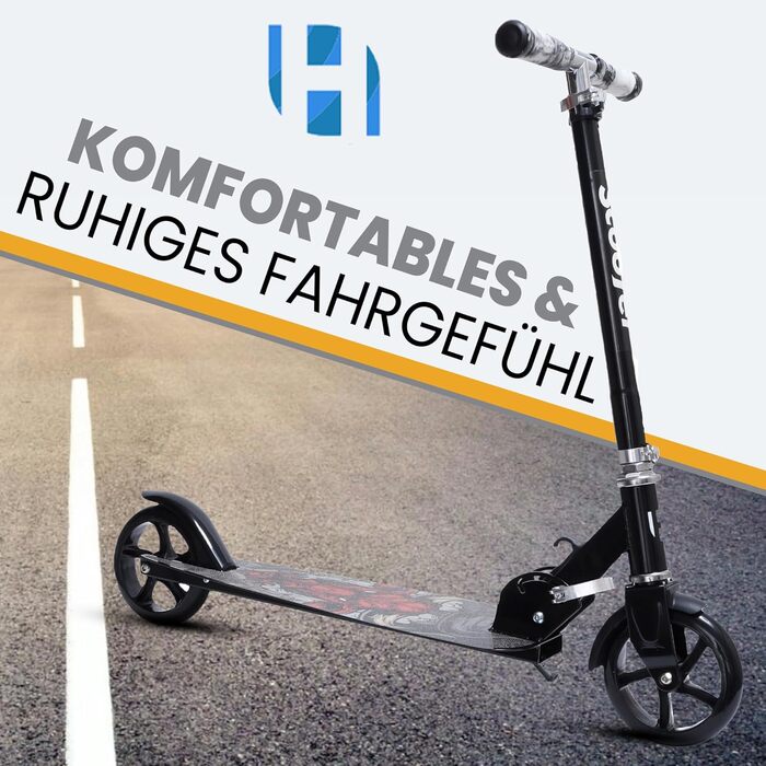 Самокат дитячий Habib Cityroller складаний, регульований, для дітей та підлітків (6-16 років), чорний